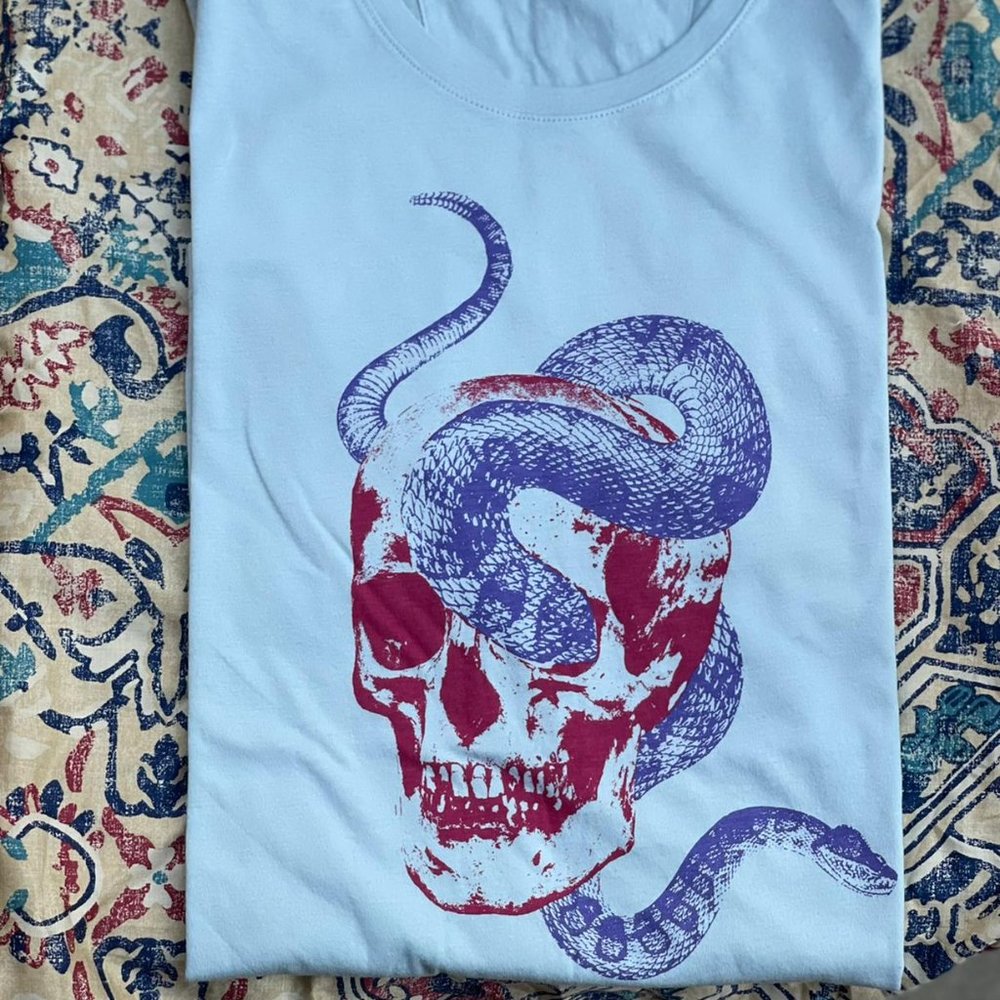 John Varvatos Skull with Snake T-Shirt, Size L